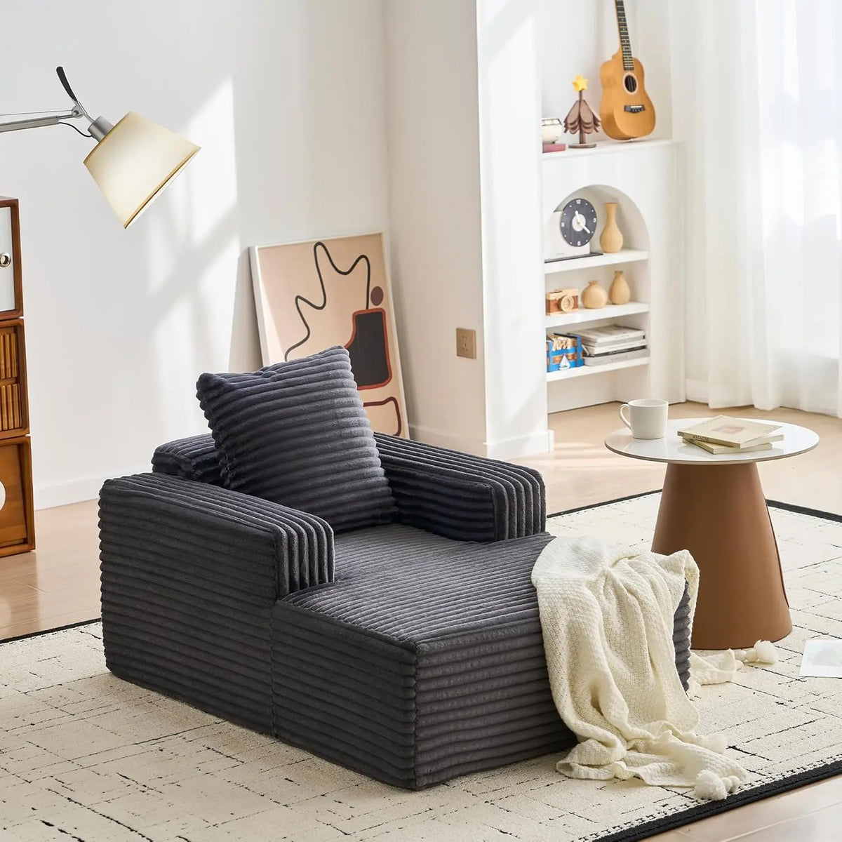 45'' Corduroy Cloud Chaise Lounge Sofa