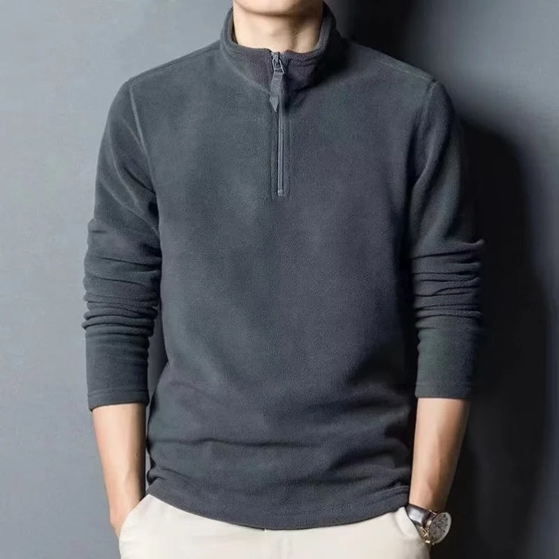 Autumn Winter New Warm Polo Shirts Men's Lamb Wool Sweatshirt
