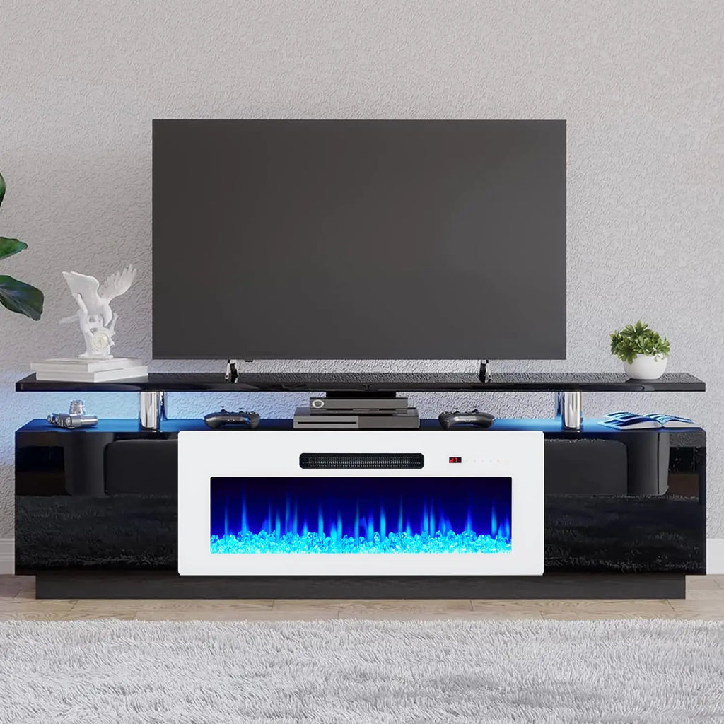70" High-Gloss Fireplace TV Stand with 36" Electric Fireplace