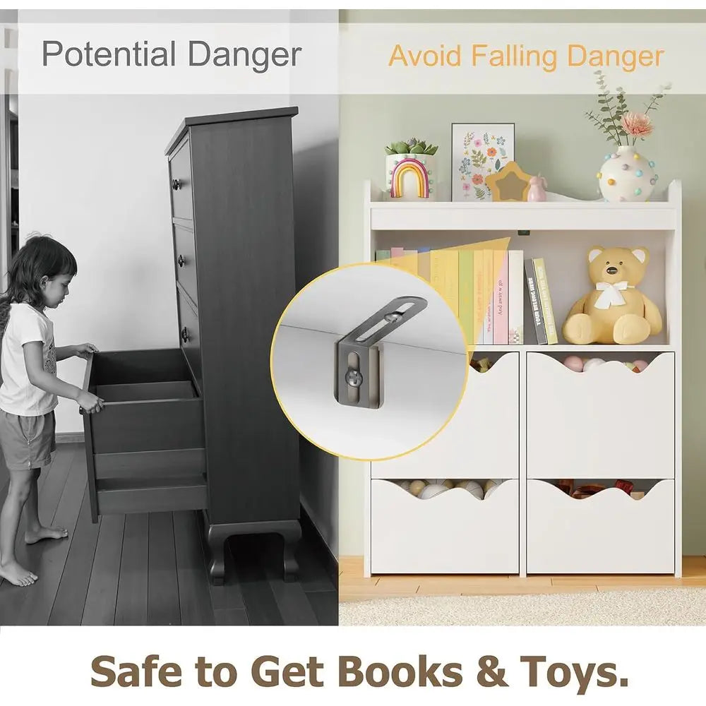 Toy Storage Organizer, Bookcase with 1 Display Shel & Open Cube