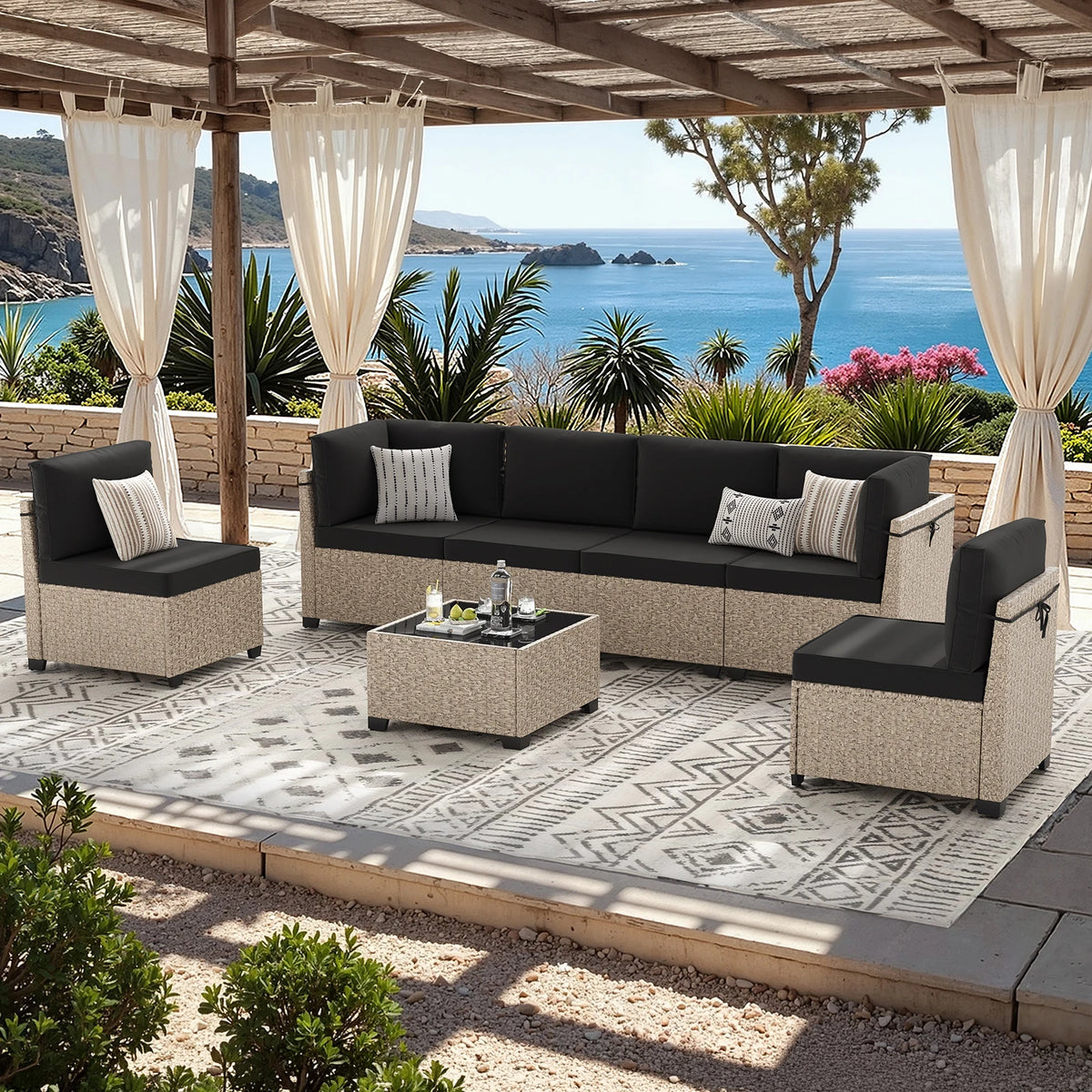 7-Piece Patio Furniture Set, for Garden, Porch, Backyard