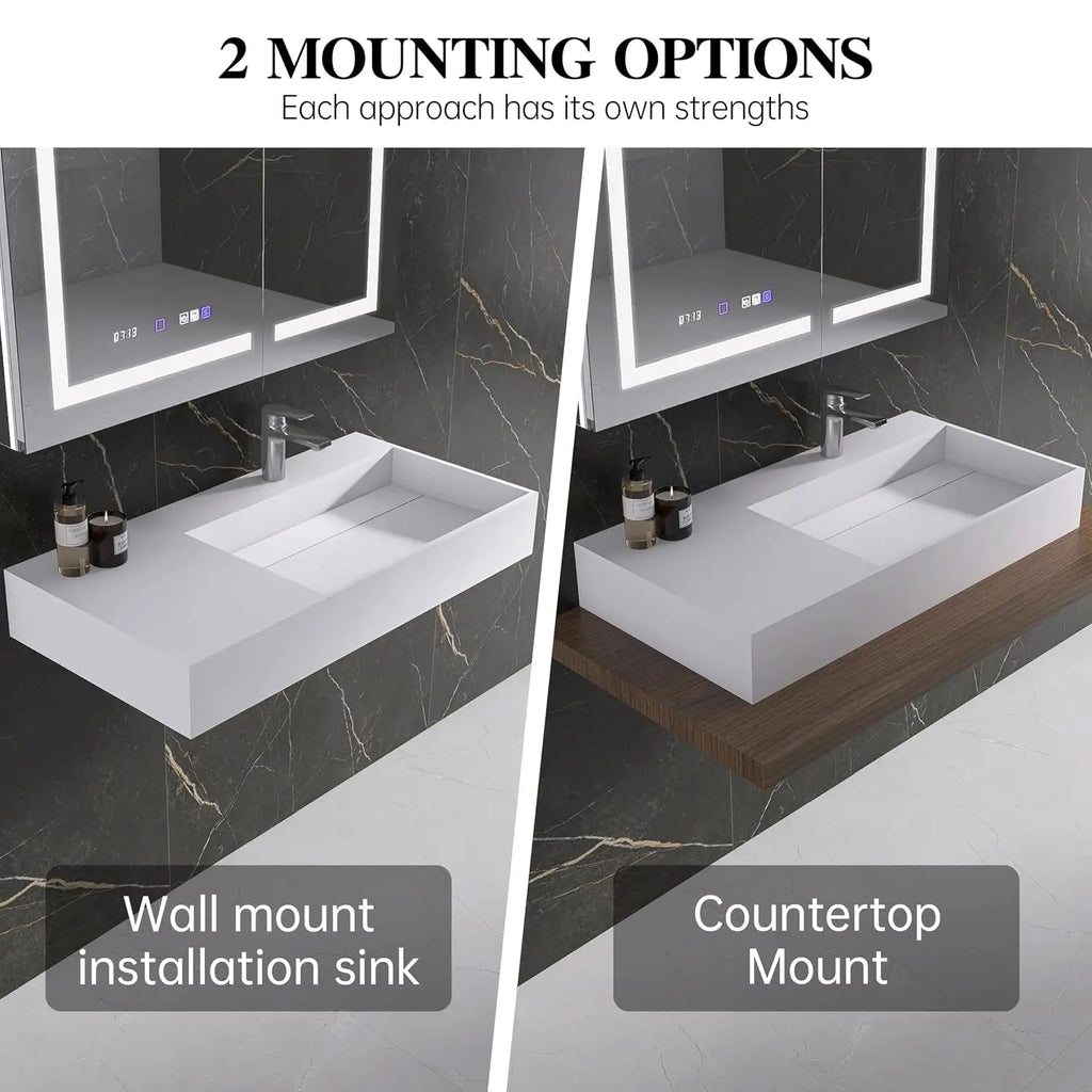 36"x18.11" Wall-Mounted Bathroom Vanity with Stone Resin Sink