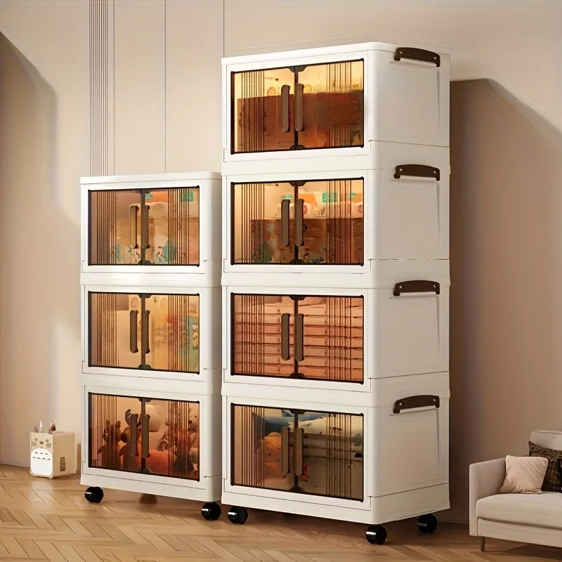 Heavy-Duty Plastic Folding Storage Cabinet with Lid