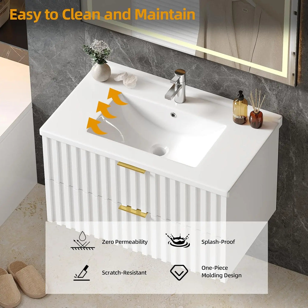 Floating Bathroom Vanities with 2 Soft Close Drawers