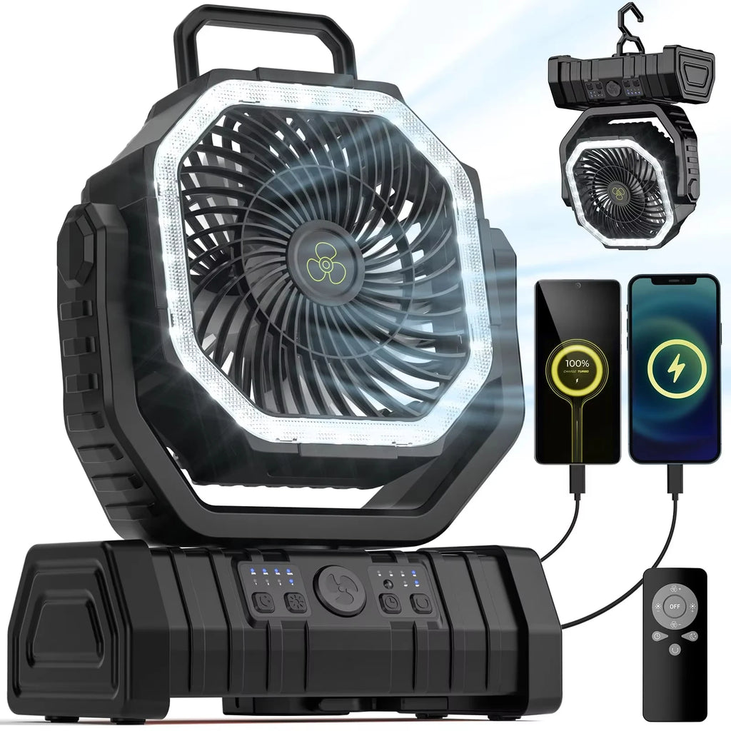 Battery Powered Fan Rechargeable with LED Light