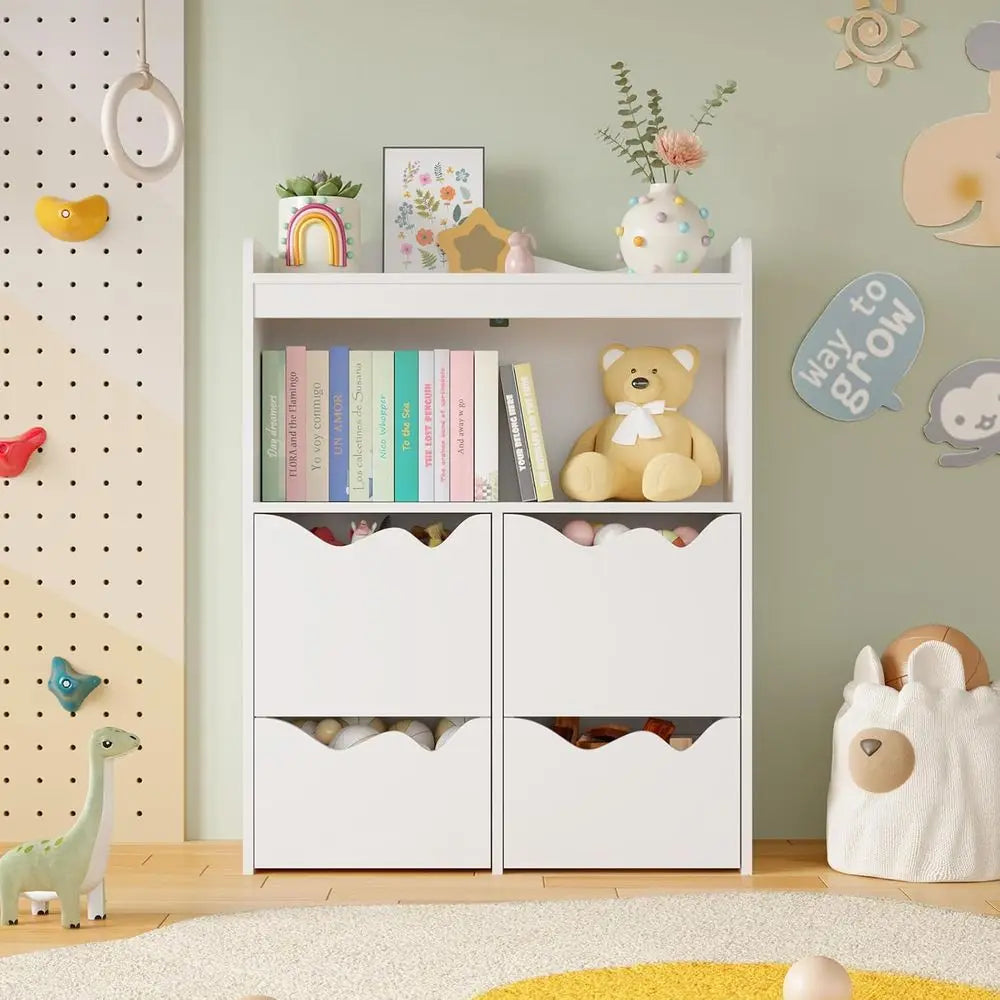 Toy Storage Organizer, Bookcase with 1 Display Shel & Open Cube