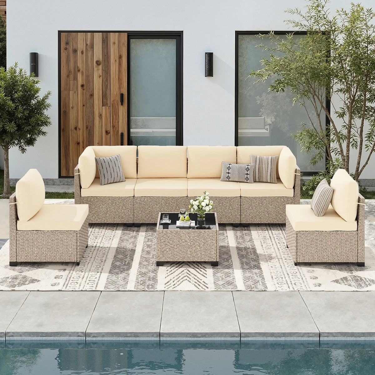 7-Piece Patio Furniture Set, for Garden, Porch, Backyard