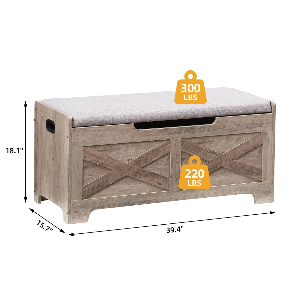Storage Bench Storage Chest with 2 Safety Hinges