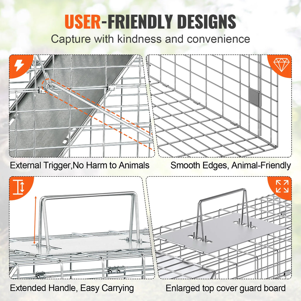 Folding Animal Trap with Handle for Rabbits Stray Cats Squirrels