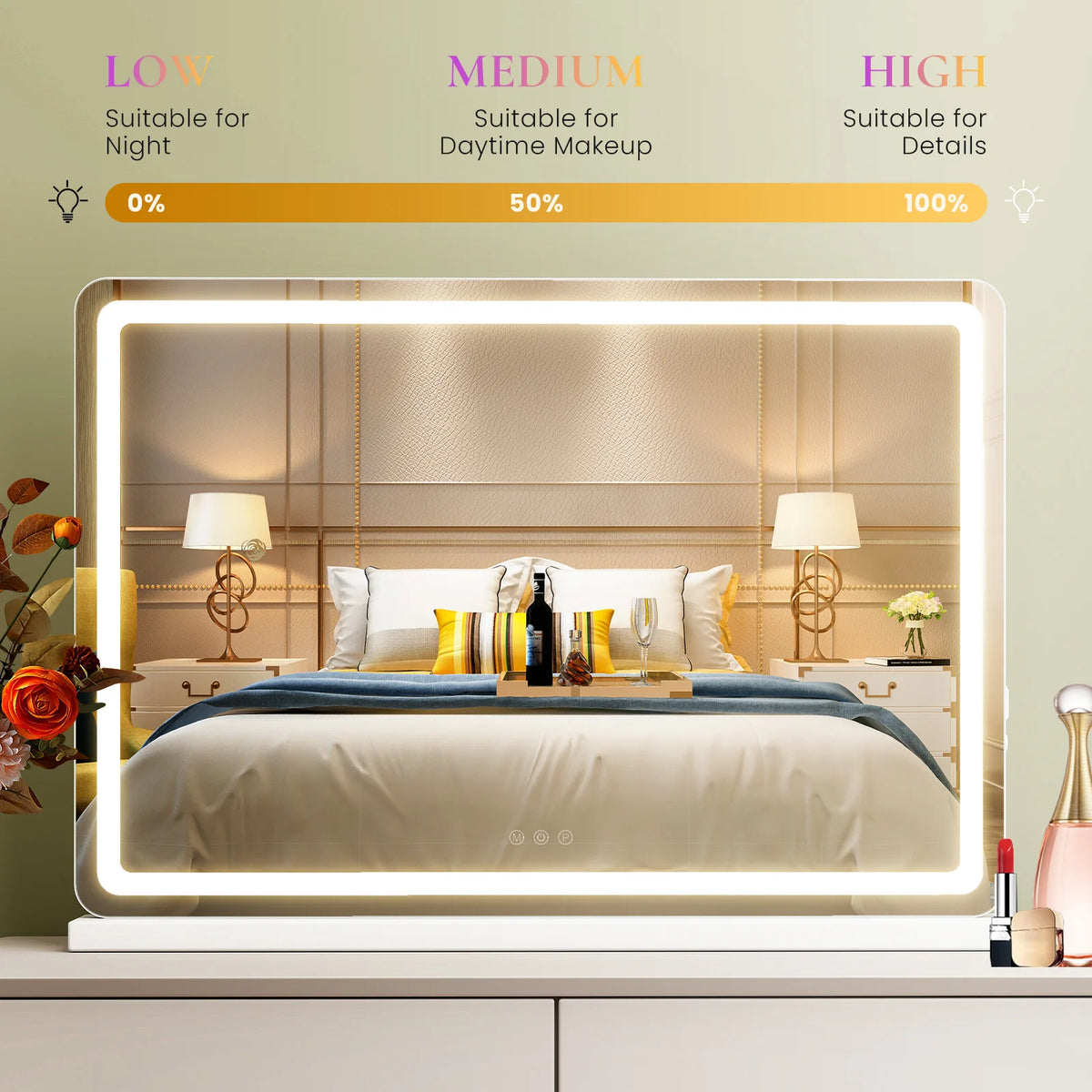 LED Vanity Mirror  Bathroom Dimmable 3 Color Modes
