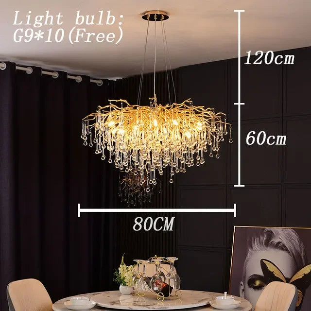 Royal Nordic Luxury Crystal Chandeliers Gold Chrome Water Drop Pendant