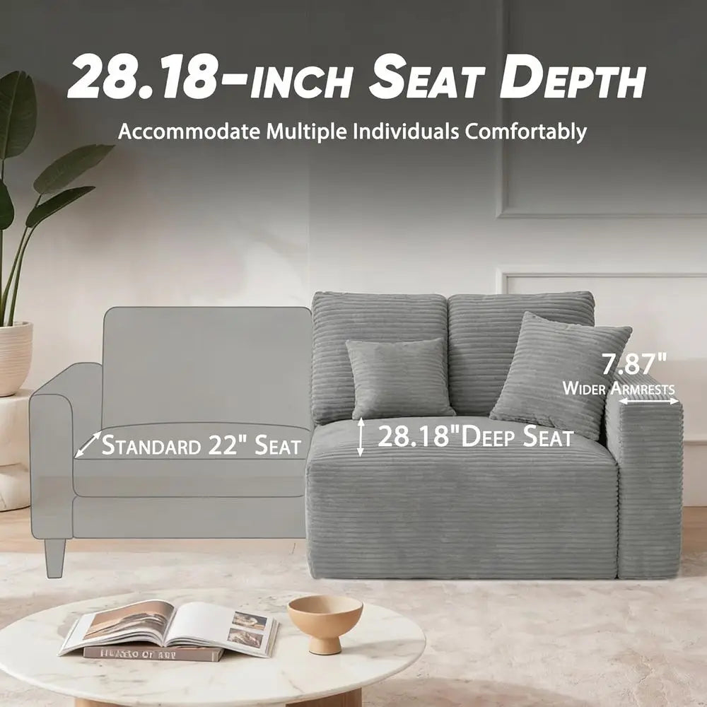 L-Shaped Grey Sofa with Deep Seating