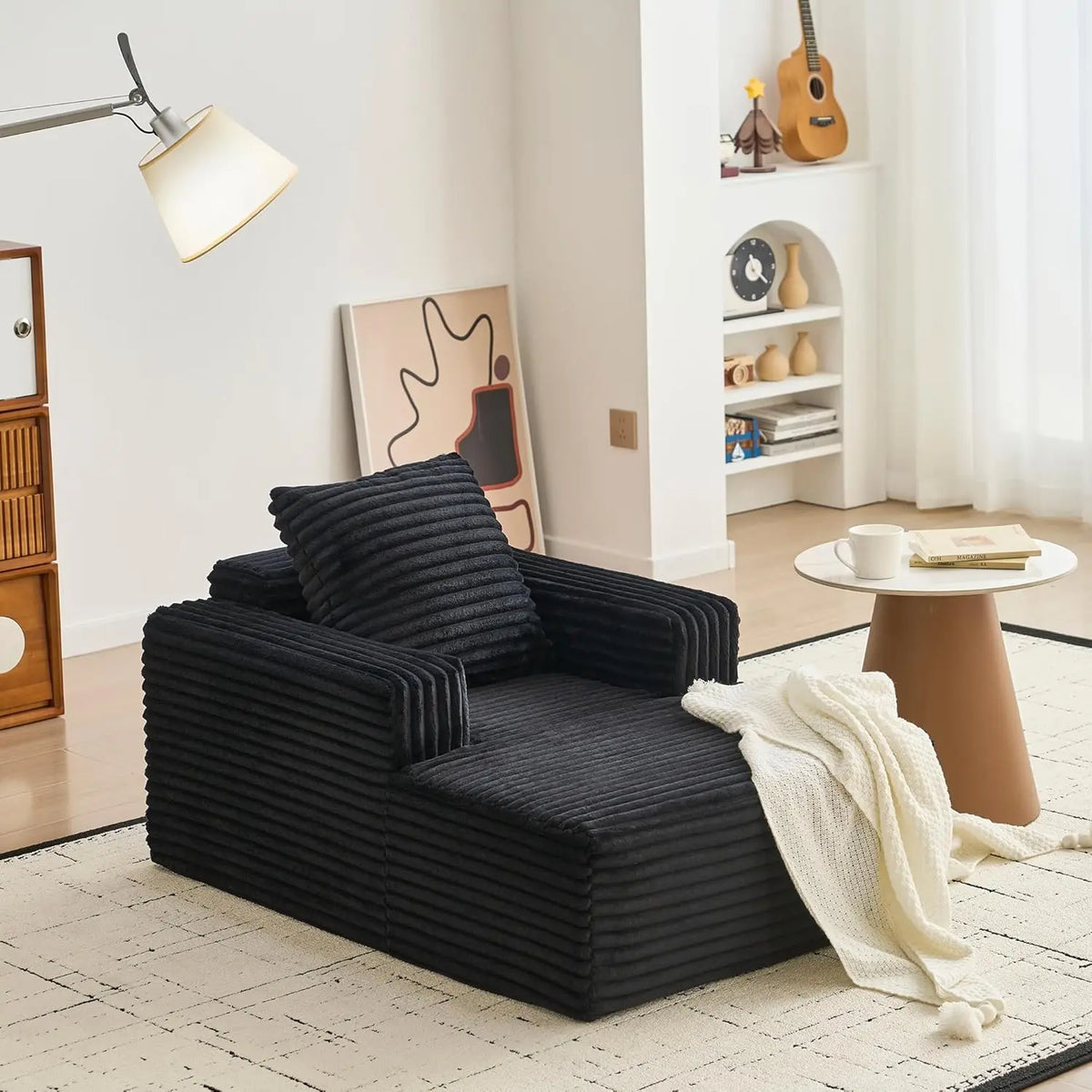 45'' Corduroy Cloud Chaise Lounge Sofa