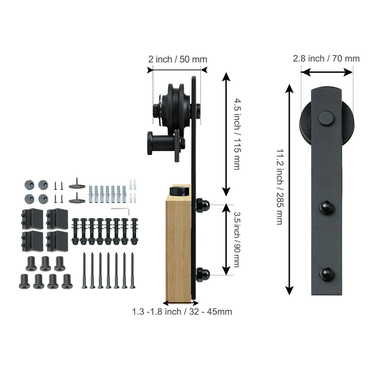 Heavy Duty Barn Door Track Kit for Double Doors
