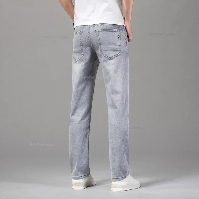 Summer Brand Men's Fit Straight Lightweight Cotton Stretch Jeans